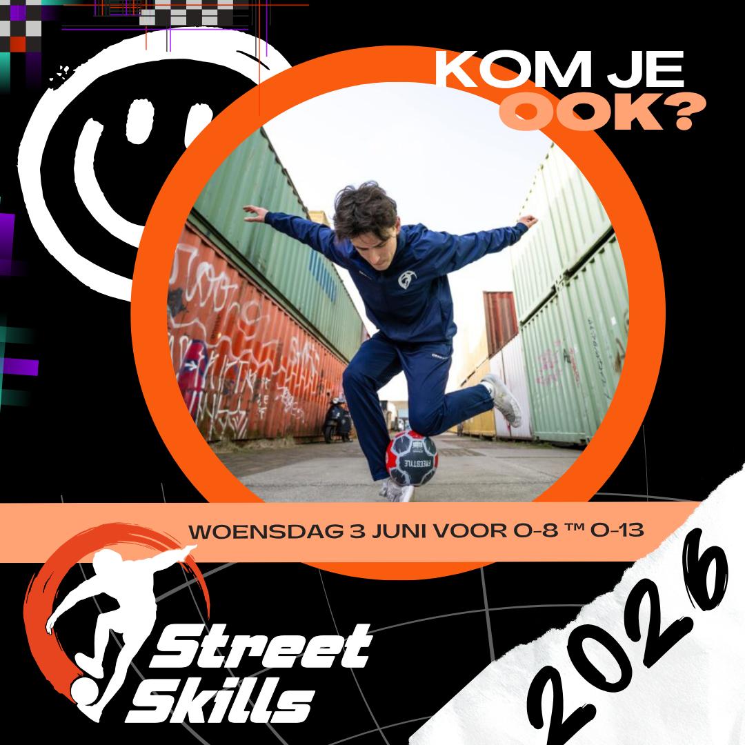Street Skills clinic voor jeugd O8 t/m O13 op woensdagmiddag 3 juni